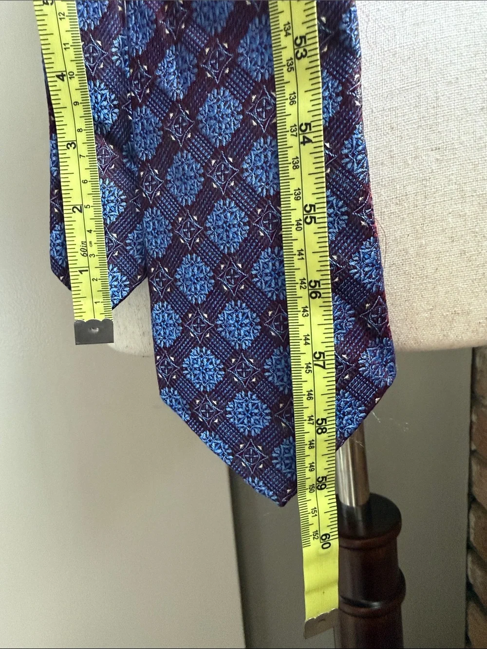 Robert Talbott Burgundy Tie with Blue Geometric Medallions